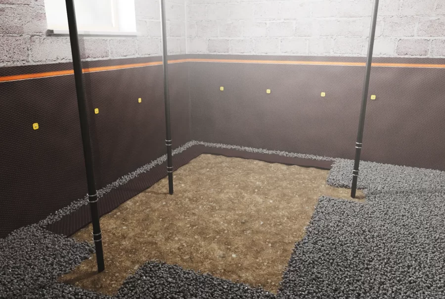 Installation of a waterproofing system during the underpinning process