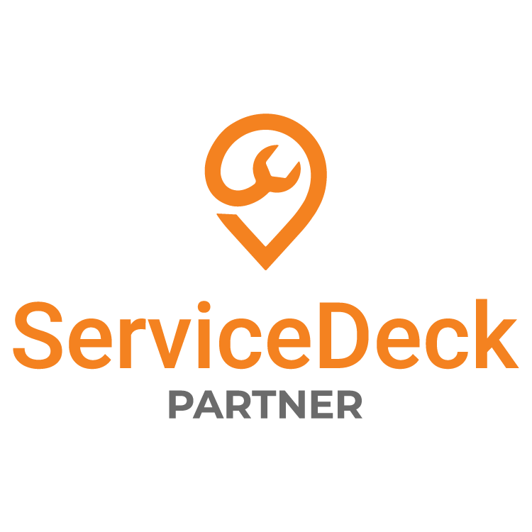 ServiceDeck Partner logo with an orange pin and wrench icon above 'ServiceDeck' text, indicating Quality Age Build's partnership for quality home services