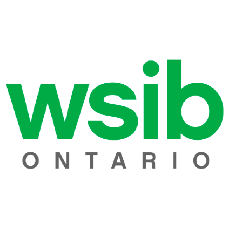 Logo of WSIB Ontario, featuring the letters 'wsib' in green uppercase font next to the word 'ONTARIO' on a white background, symbolizing workplace safety insurance