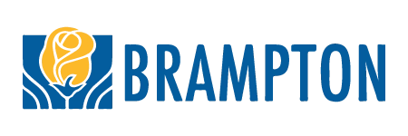 City of Brampton logo with a stylized golden rose inside a blue box.