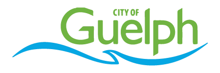 City of Guelph logo with green text and blue wave element.