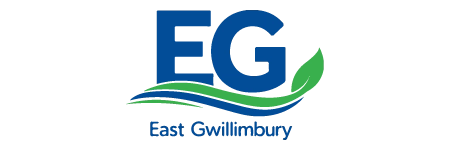 East Gwillimbury logo with blue and green wave and leaf under “EG.”