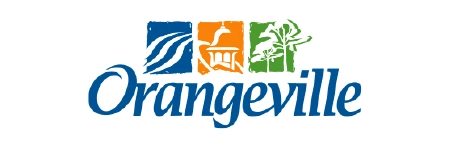 Town of Orangeville logo with colorful landscape symbols